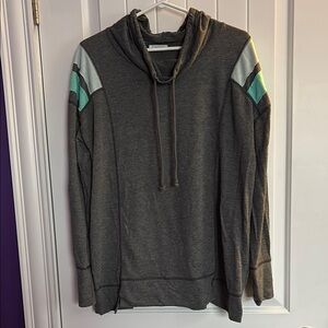 Gray Hoodie with Teal Accents